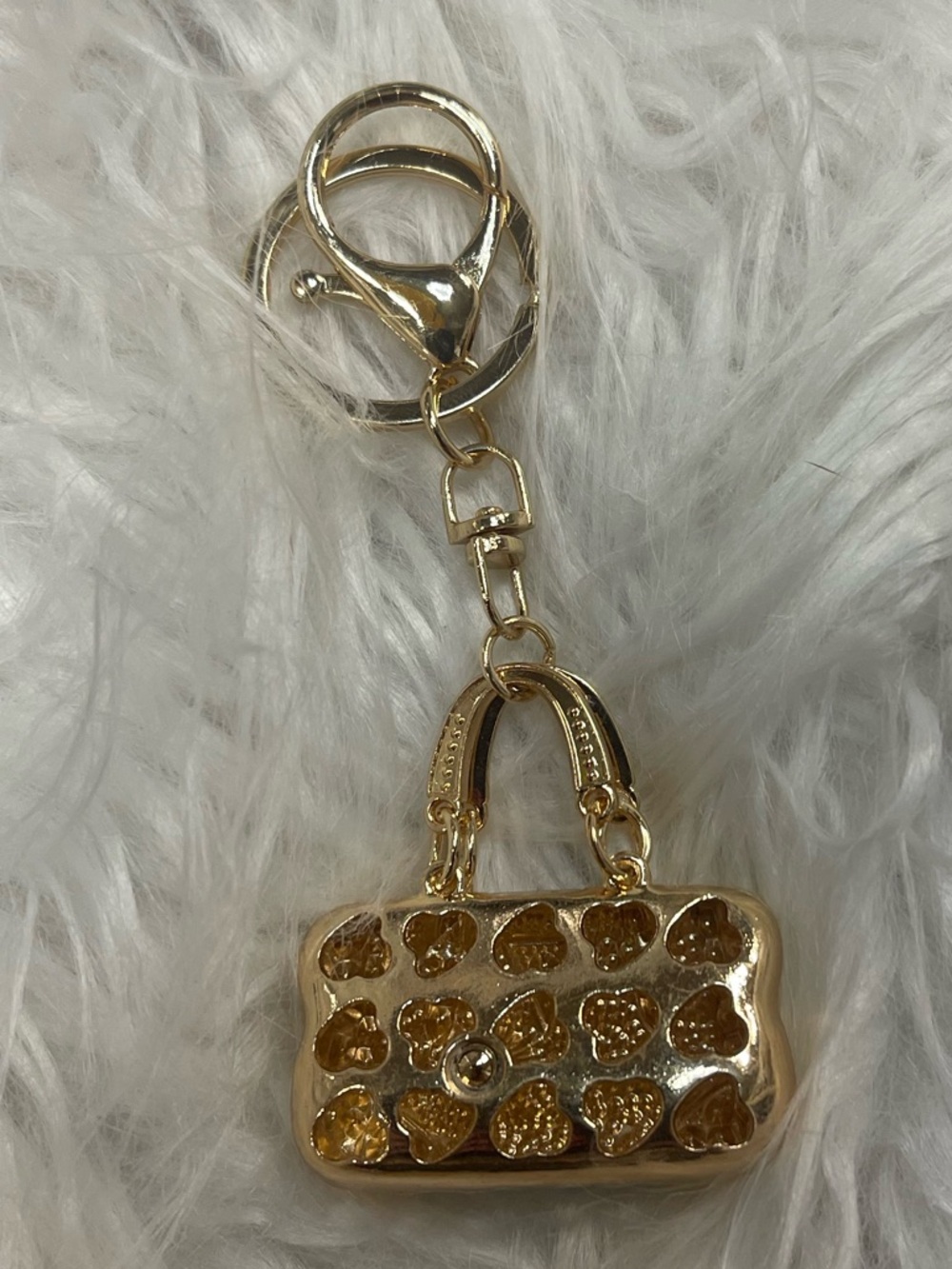 Yellow Rhinestone Mini Handbag Keychain - Picture 2 of 2